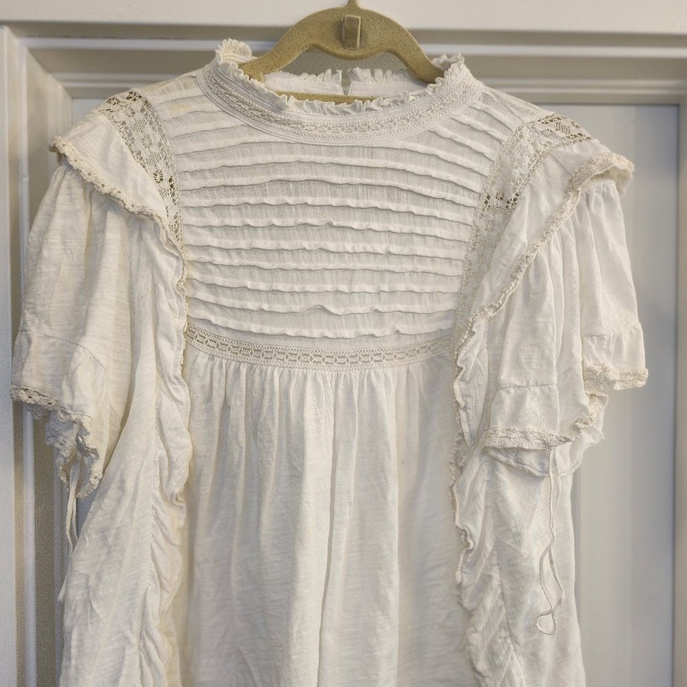 Free People Le Femme White Sleeveless Blouse Size Medium